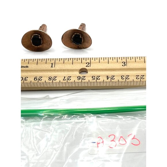 Vintage Copper & Black Stone Cufflinks A303 - Picture 4 of 4